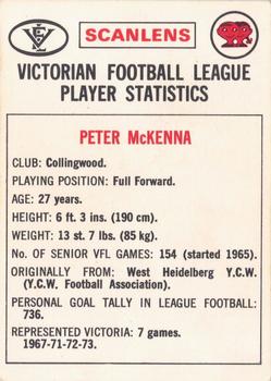 1974 Scanlens VFL #121 Peter McKenna Back